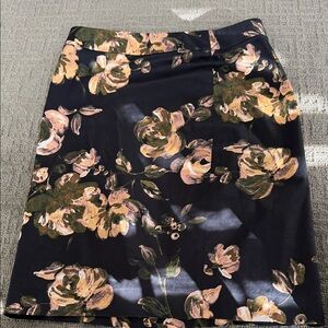 J. Crew Black and Pink Floral Pencil Skirt
